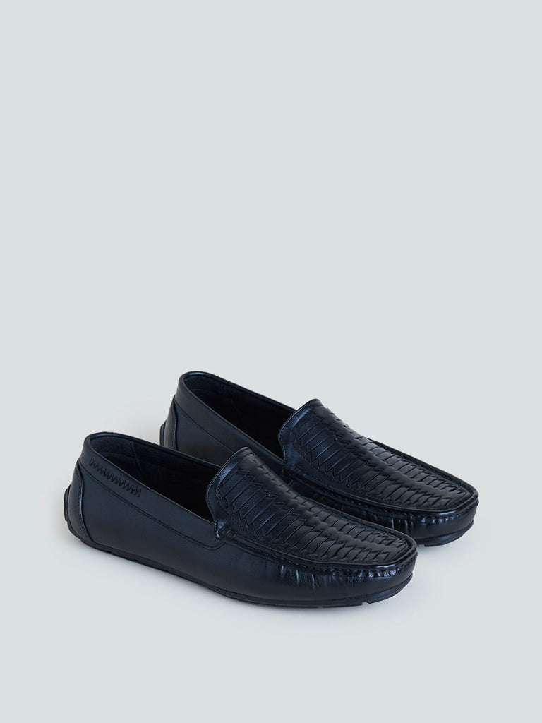 SOLEPLAY Black Weave-Textured Loafers